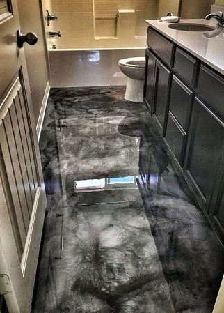 Полимерный наливной пол для ванной комнаты - образец Полимерный наливной пол для ванной комнаты - пример выполнения