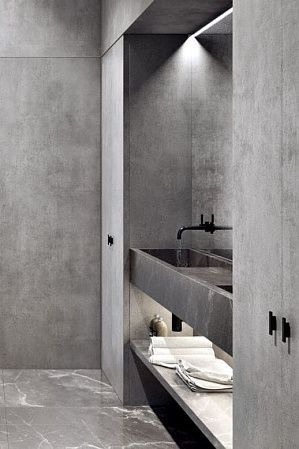 Отделка микроцементом ванной комнаты - пример выполнения