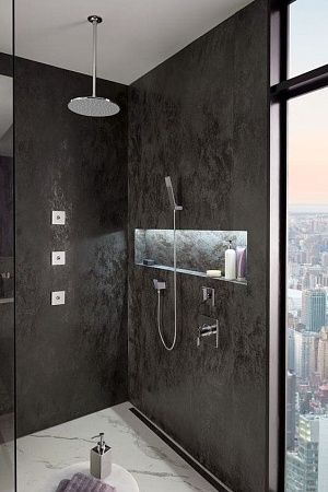 Отделка микроцементом ванной комнаты - пример выполнения