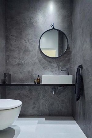 Отделка микроцементом ванной комнаты - пример выполнения