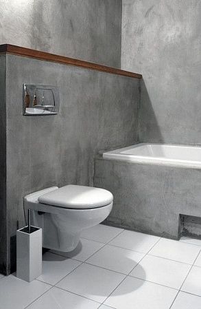 Отделка микроцементом ванной комнаты - пример выполнения